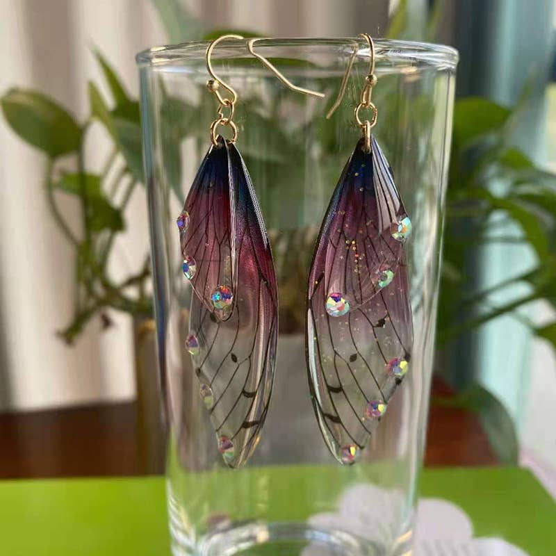 S925 Silver Cicada Wing Wing Butterfly Earrings