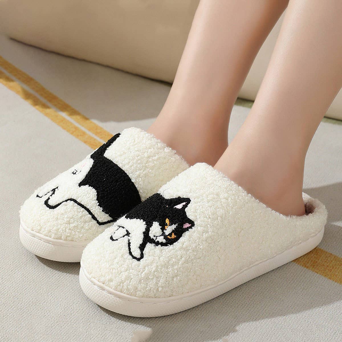 CUTE CARTOON KITTEN WINTER WARM COTTON SLIPPERS
