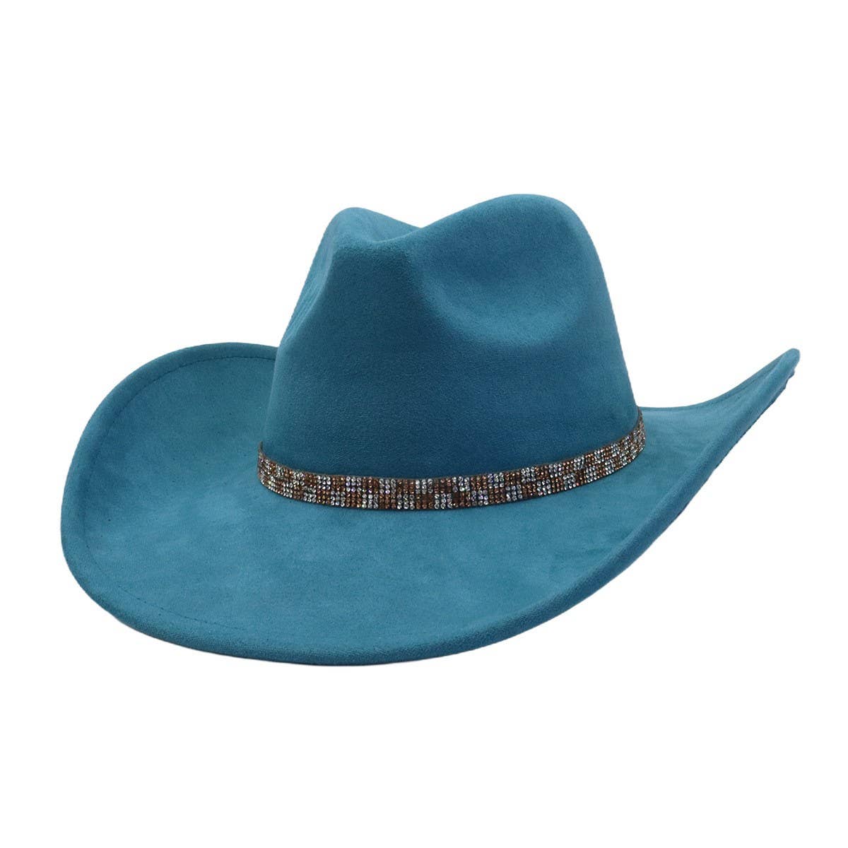 Western Ethnic Soft Suede Cowboy Fedora Hat_CWAH04400