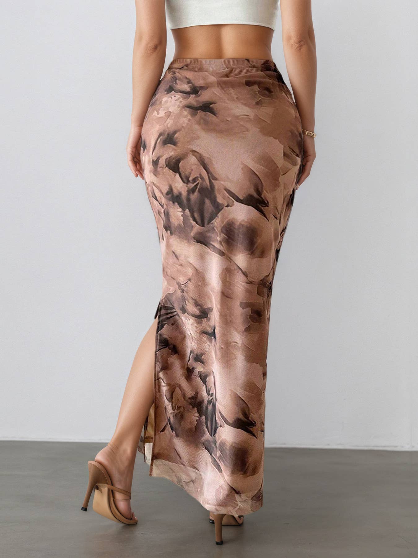 Sexy side-slit fashionable printed skirt