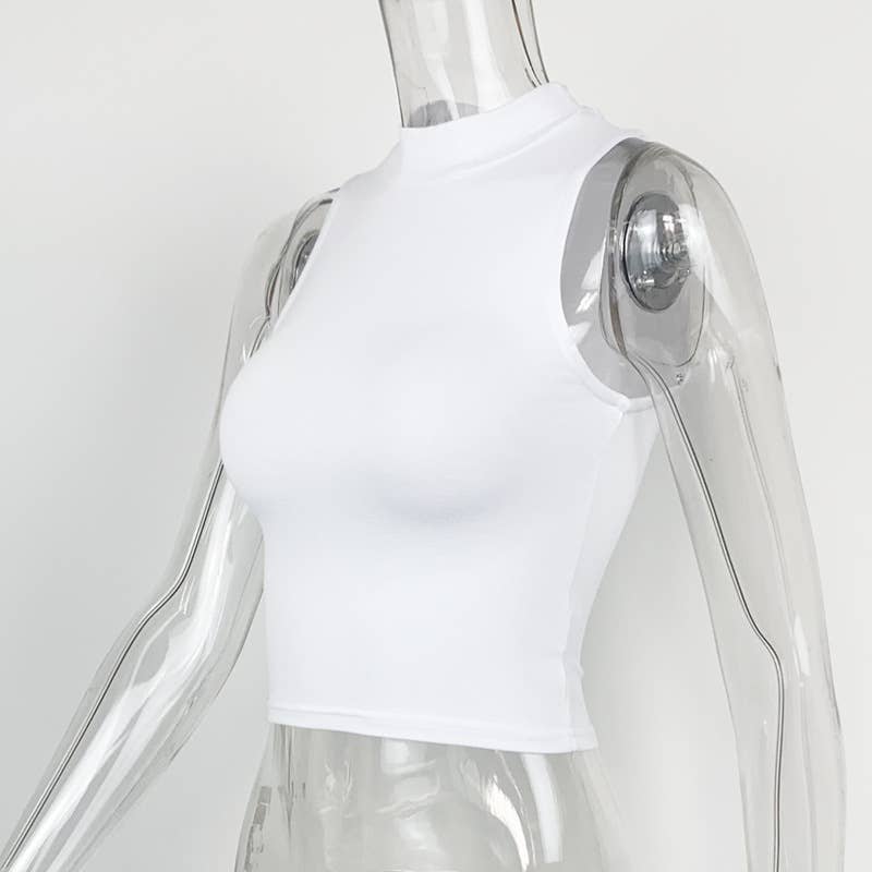 SHORT SLIM-FIT MIDRIFF HALF-NECK VEST