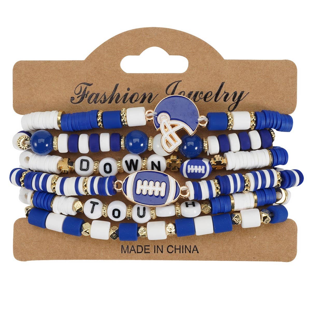 CWMM10455_FOOTBALL GAME DAY BEADED ELASTIC BRACELET