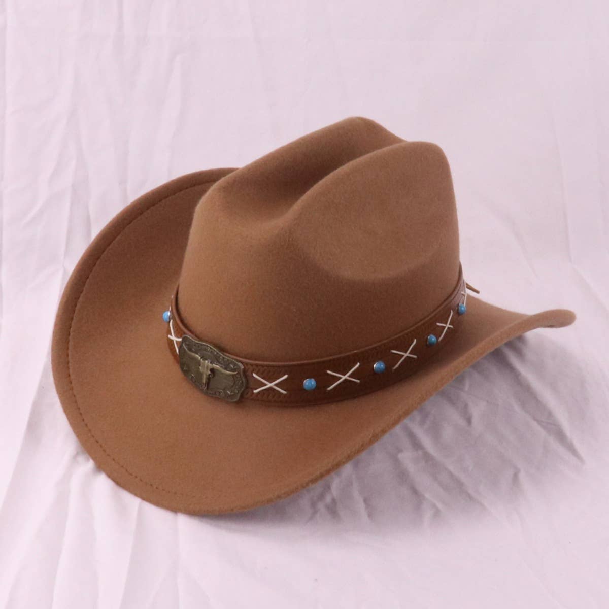 Boho Western Wide Brim Felt Hat for Travel & Sun_CWAH3658