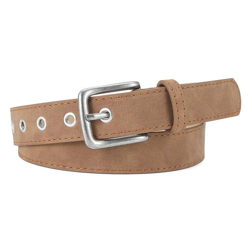 FROSTED TEXTURED PIN BUCKLE PU BELT
