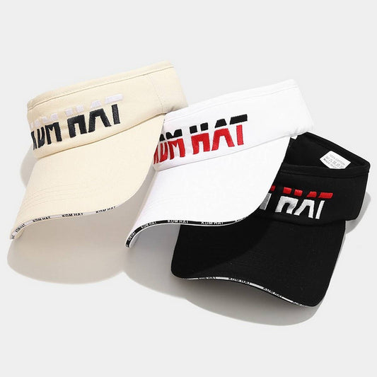 Extended Brim Sun Visor Hat with Letter Embroidery_CWAH3315