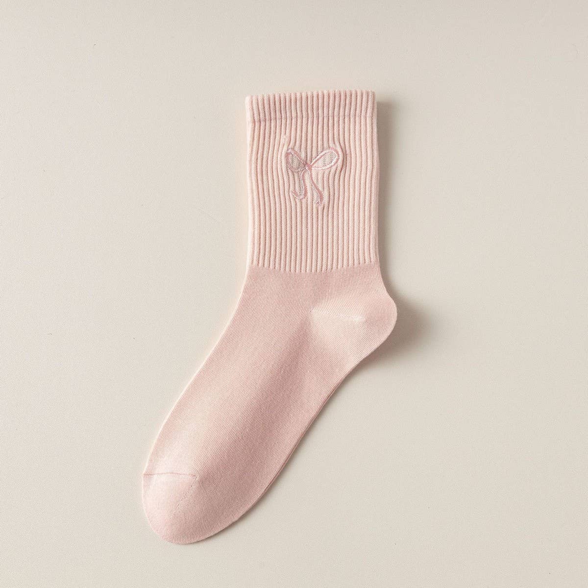 WOMEN'S EMBROIDERED BOW CREW SOCKS