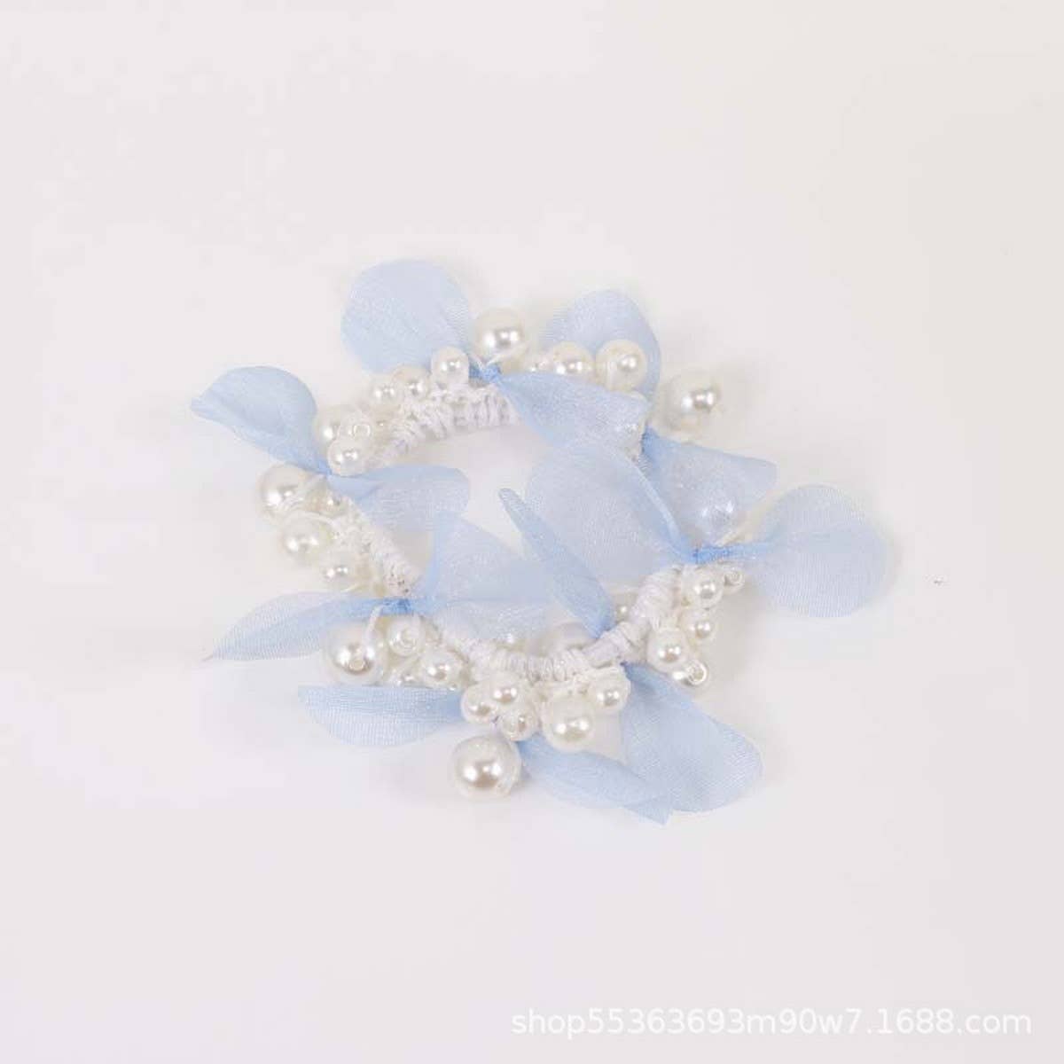 Elegant Lace Pearl Hair Tie Bun Ponytail Band