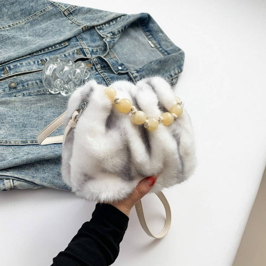 Leopard Faux Fur Bucket Bag Women Shoulder_CUAB00535