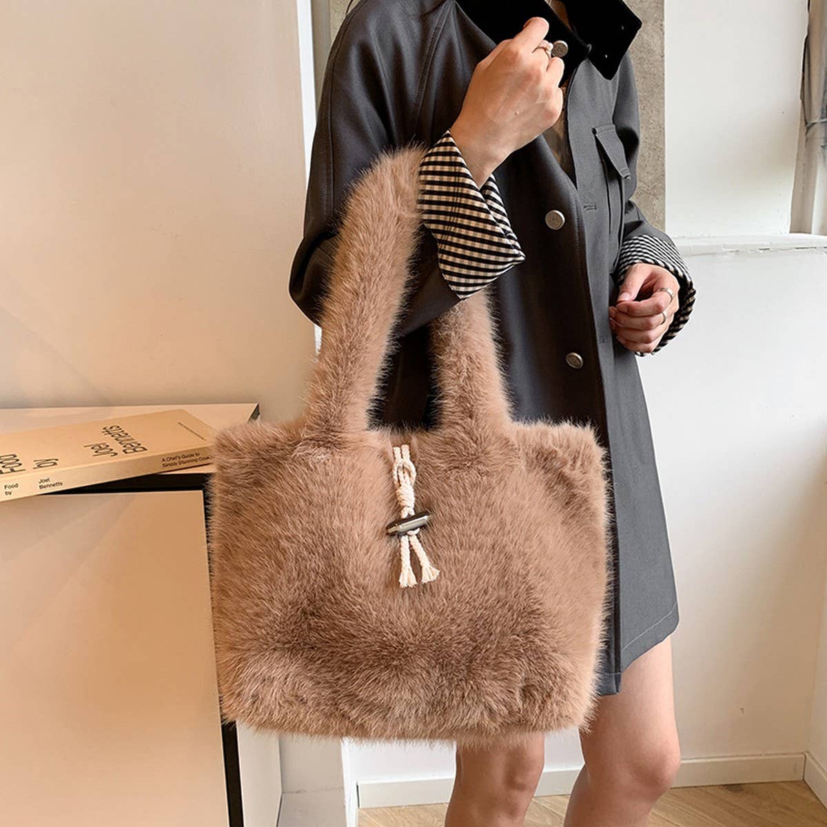 WINTER FASHION SHOULDER BAG UNDERARM PLUSH BAG_CWAB4017