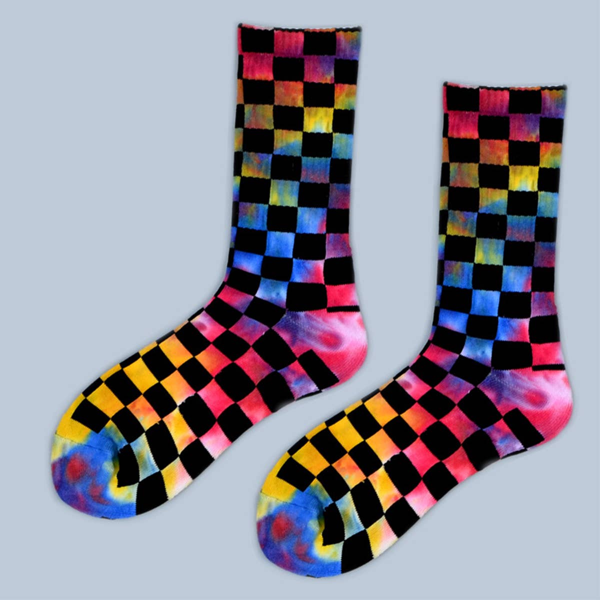 FASHION TIE-DYED CHECKERED SOCKS_CWMS0265