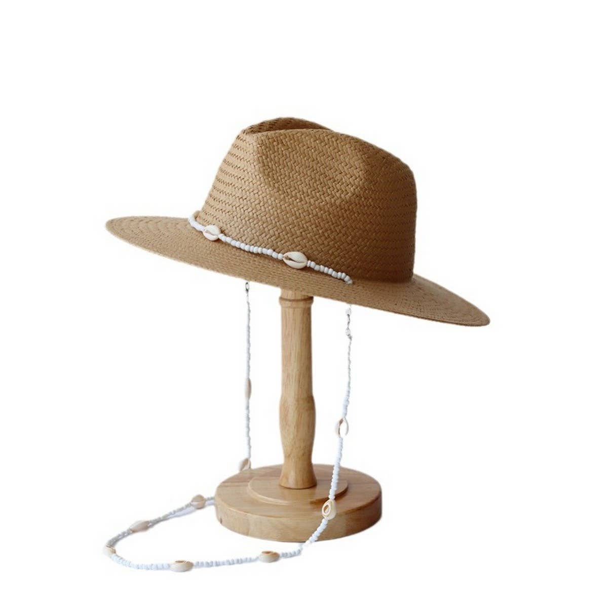 Summer shell chain sun hat for women_CWAH3427