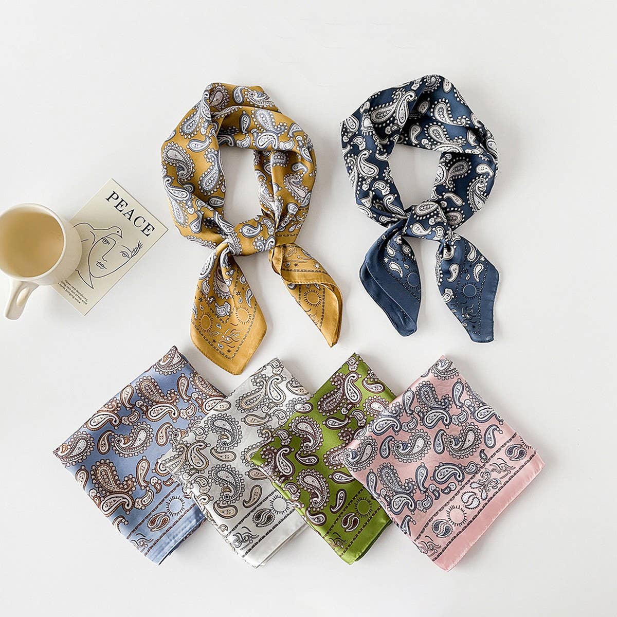 Paisley Satin Square Scarf ??70cm Neck & Head _CWASC0825