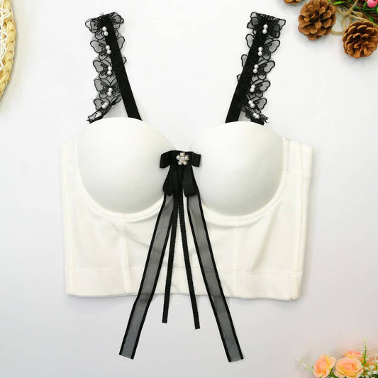 NEW BUTTERFLY LACE HERRINGBONE CORSET