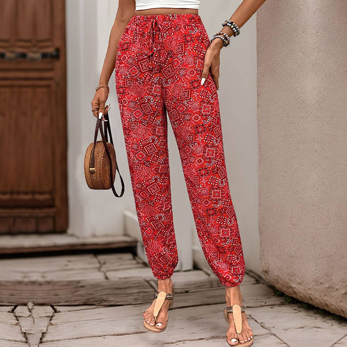 PRINTED BOHO PANTS WITH LONG LEGS