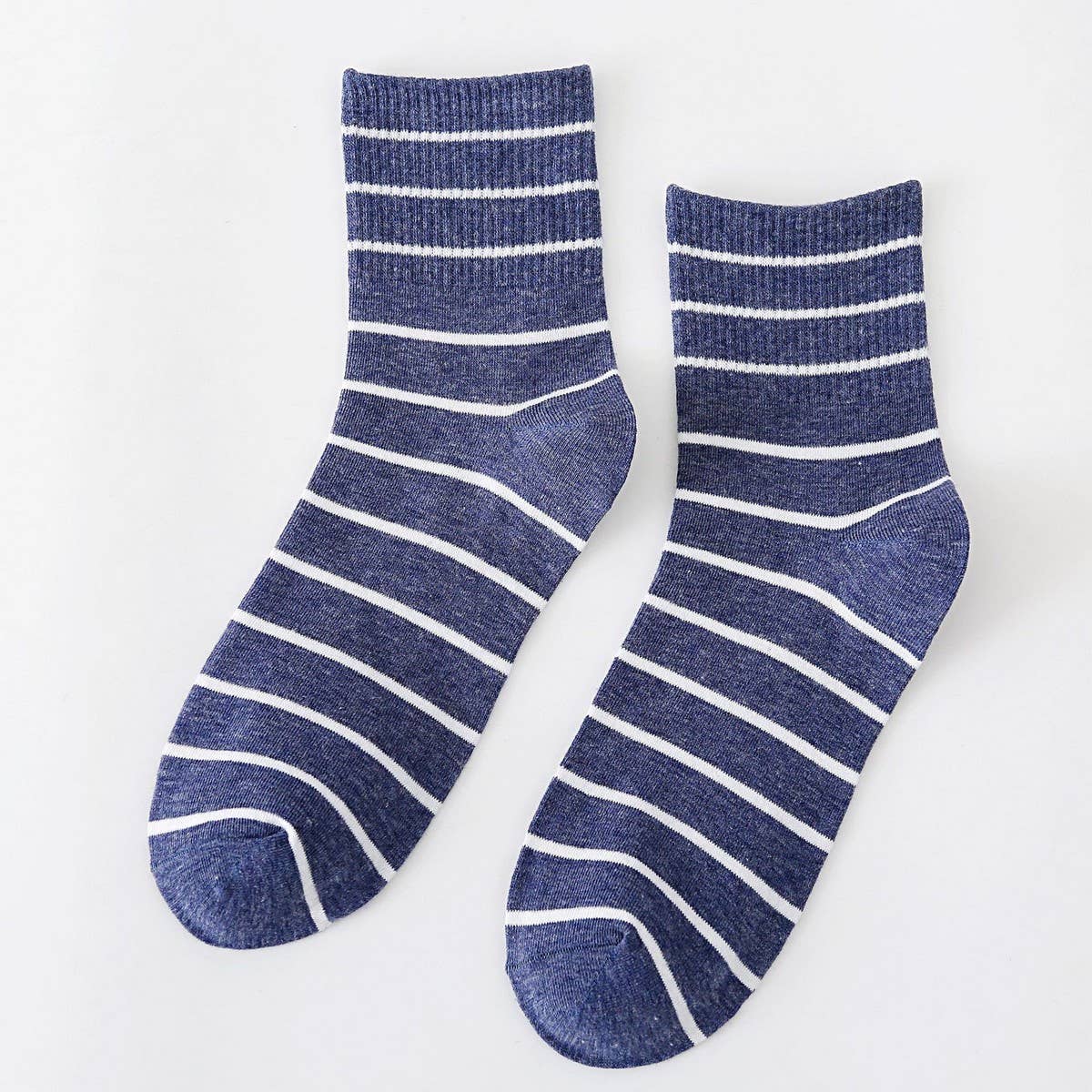 NEW ALL-MATCH SOLID COLOR STRIPED MID-CALF SOCKS
