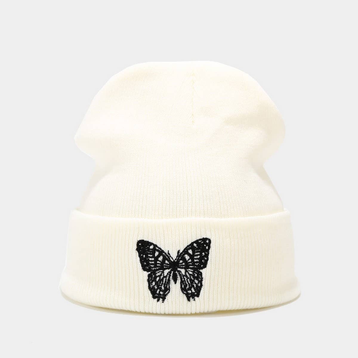 BUTTERFLY EMBROIDERY ALL-MATCH WARM KNITTED HAT_CWAH2132