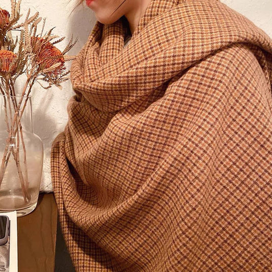 WOMEN RETRO BROWN PLAID SCARF