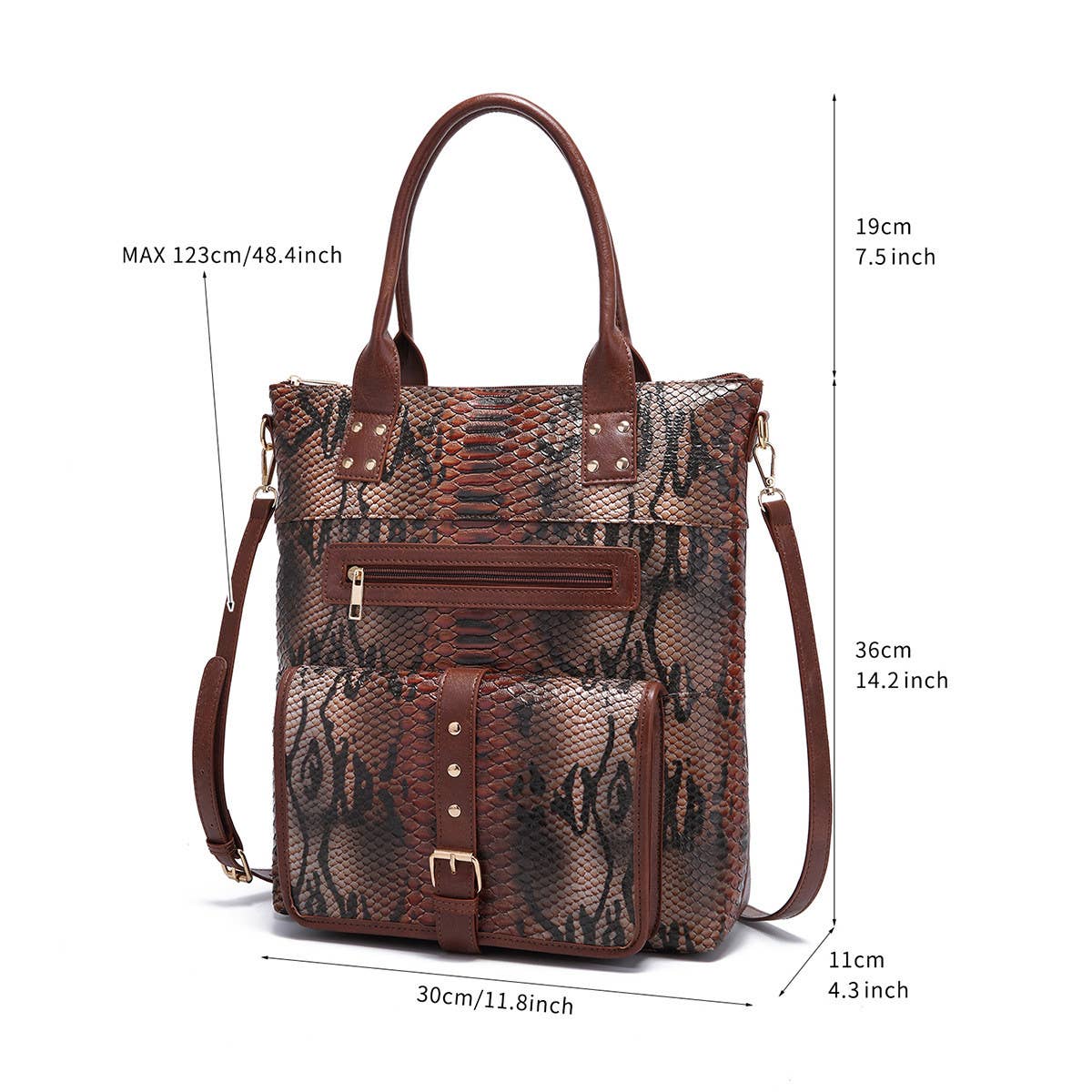 WOMEN TOTE SNAKE PRINT SHOULDER HANDBAG_CWAB2594