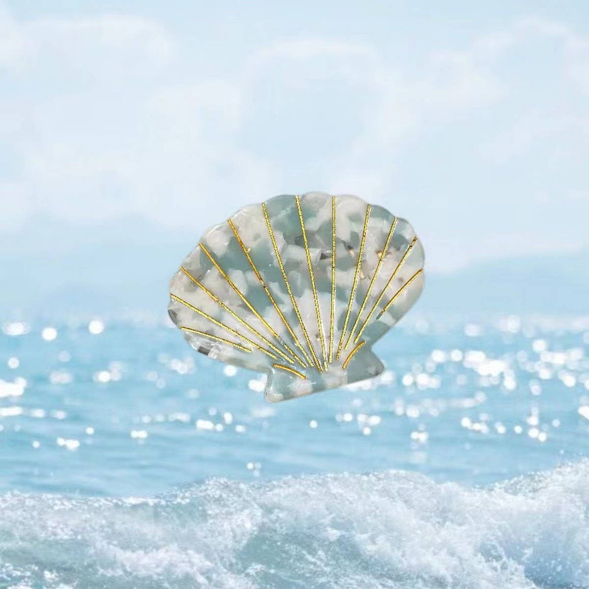 OCEAN WHALE SHELL FISH SEASHELL HAIR CLAW CLIPS_CWAHA0550