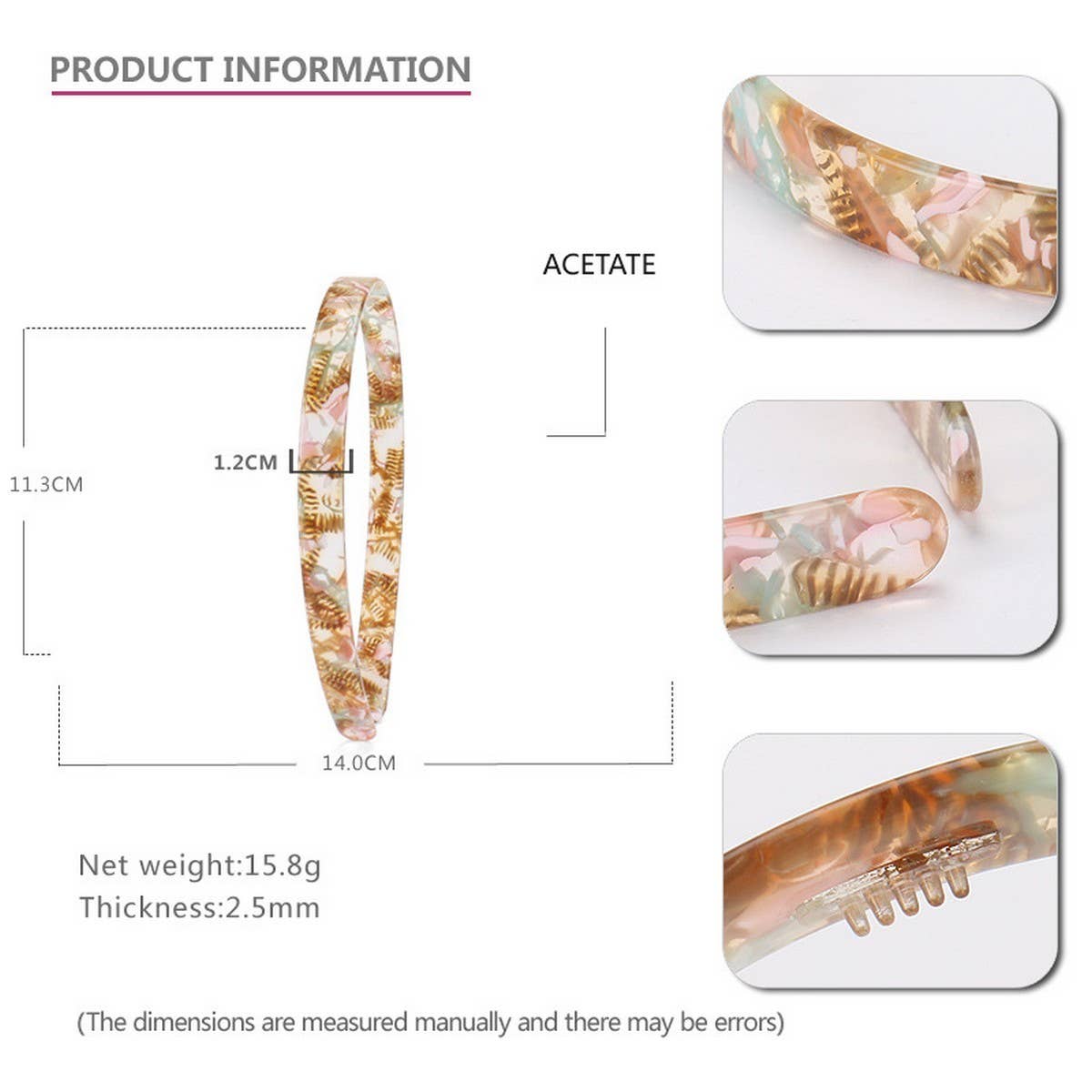 SIMPLE ACETATE TEXTURED HEADBAND HAIRPIN