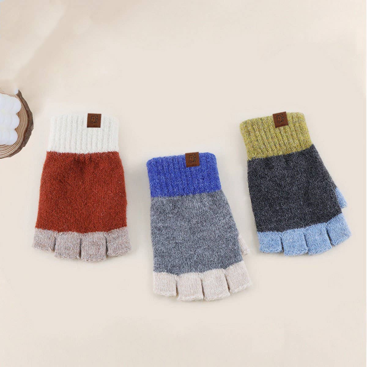 WINTER FINGERLESS KNITTED WARM TOUCHSCREEN GLOVES