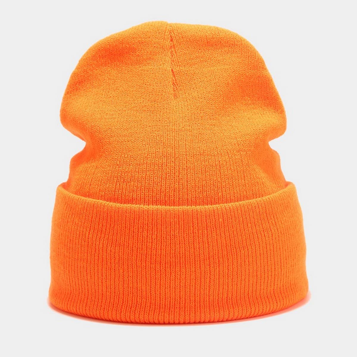SOLID COLOR KNITTED HAT WITH CUFFS_CWAH1578