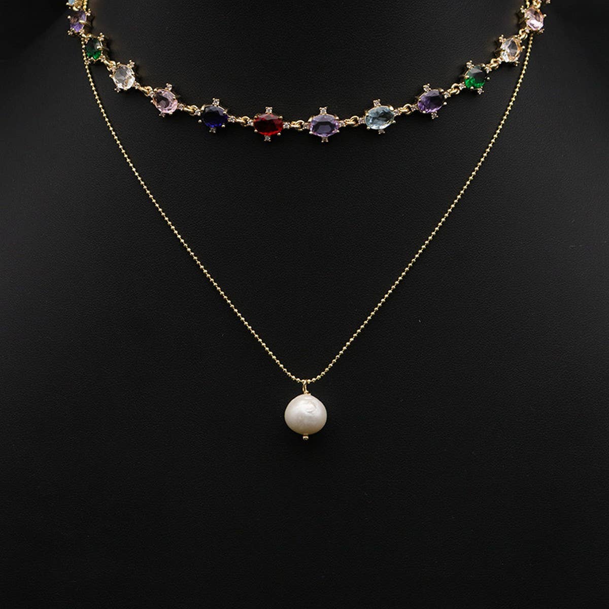 HIGH-GRADE MULTI-LAYER ZIRCON PEARL NECKLACE