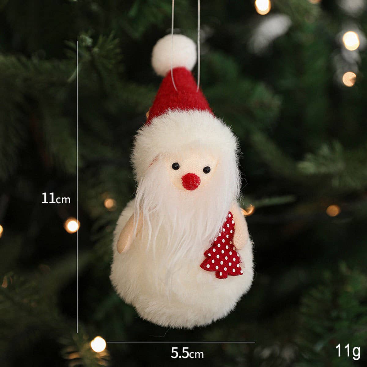 Red White Plush Snowman Christmas Tree Ornament_CWMM9675