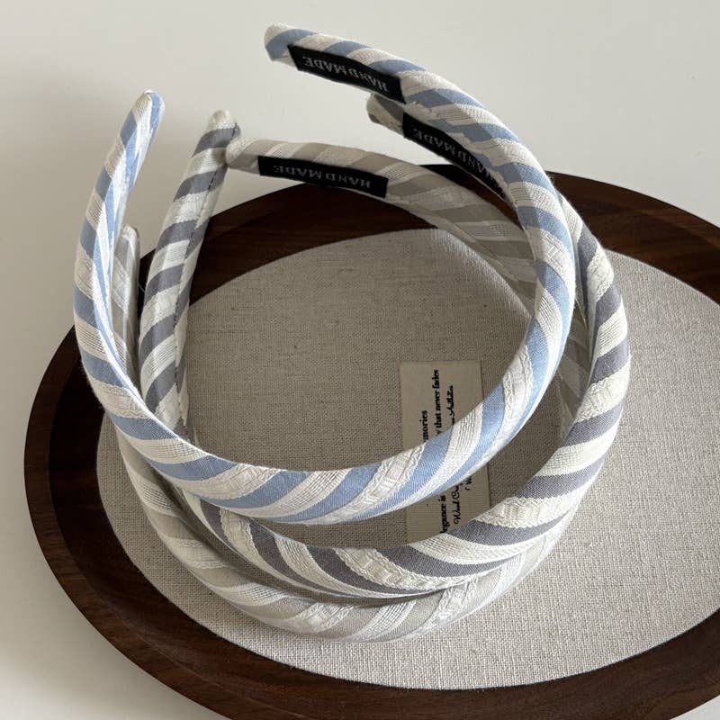 Fresh blue striped sponge hair band