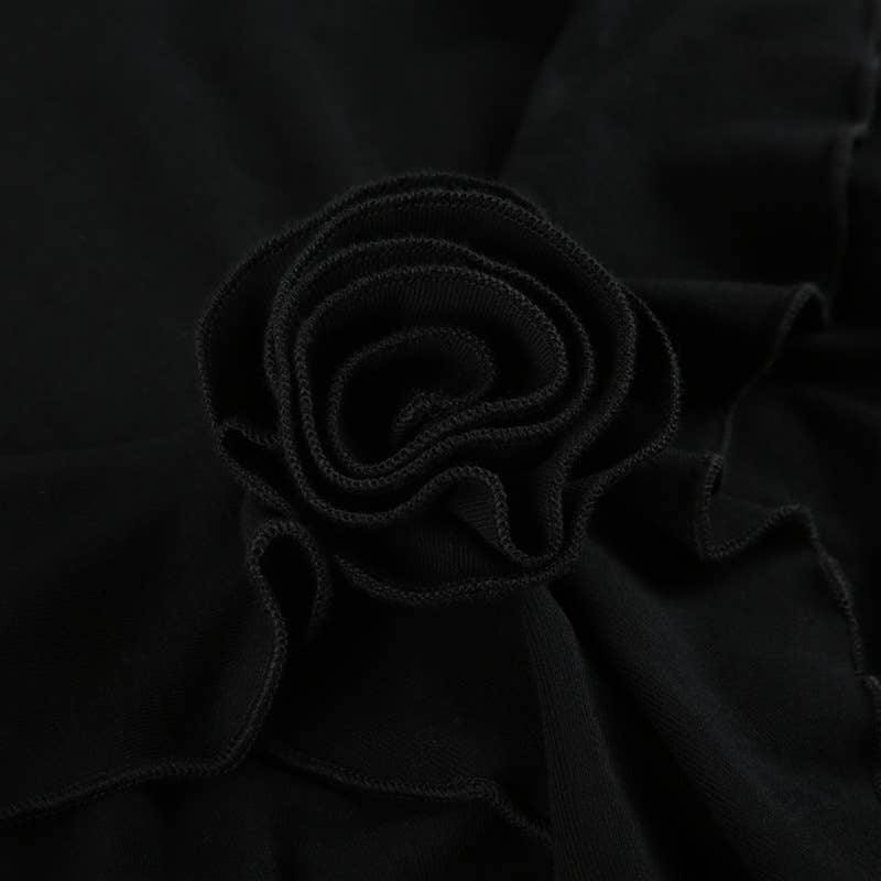 THREE-DIMENSIONAL ROSE FLARED SLEEVE T-SHIRT