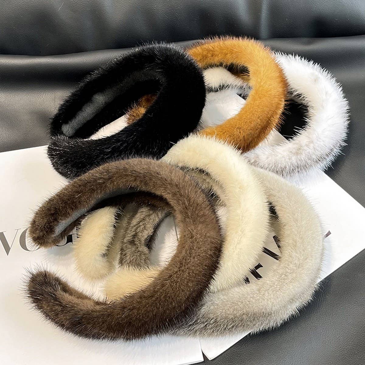 SOLID COLOR MINK HAIR HEADBAND CUTE PLUSH HEADBAND_CWAHA3304