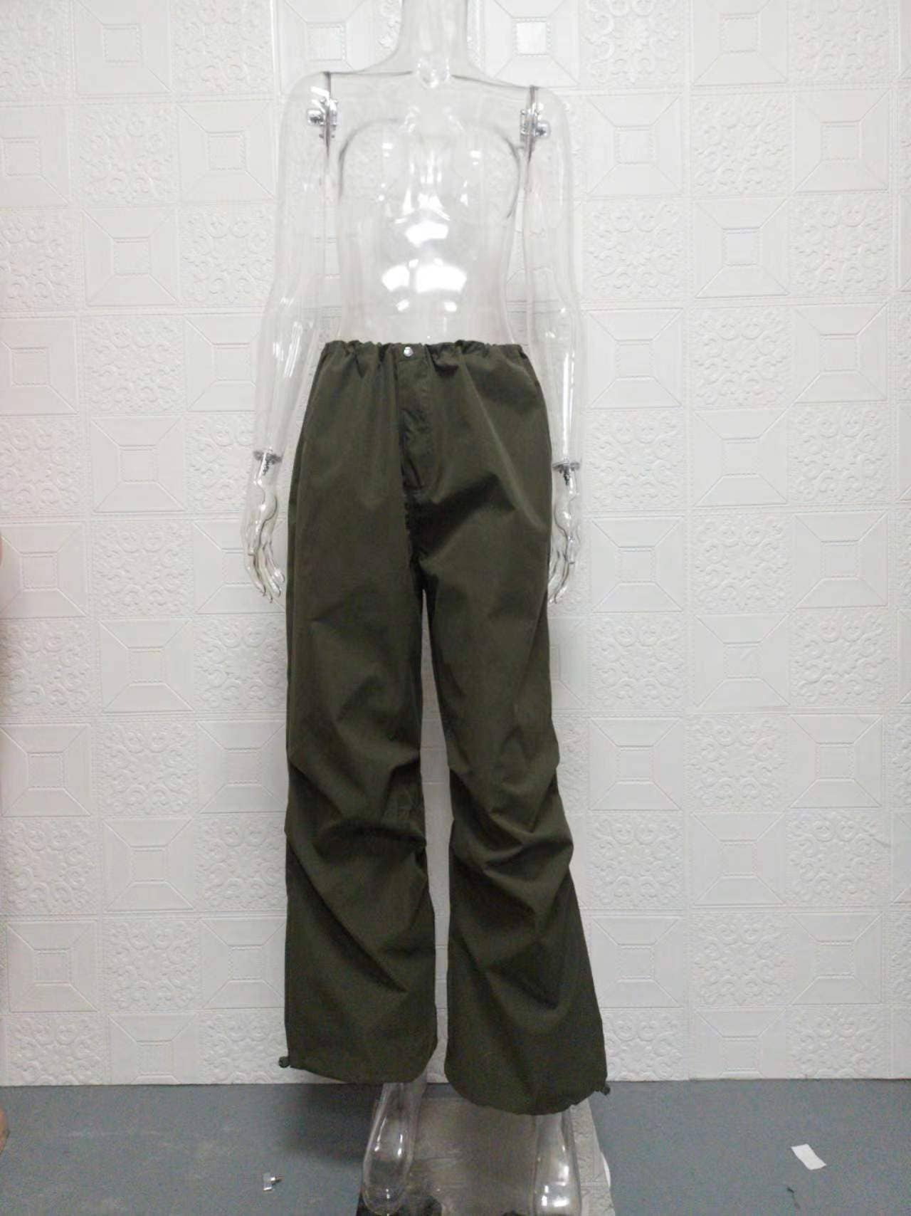 Fashion loose,low-waisted, wide-leg cargo pants
