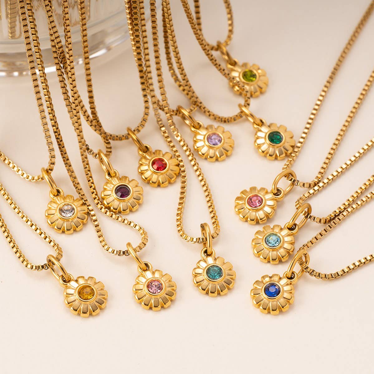 Minimalist Stainless Steel Monthly Stone Necklace