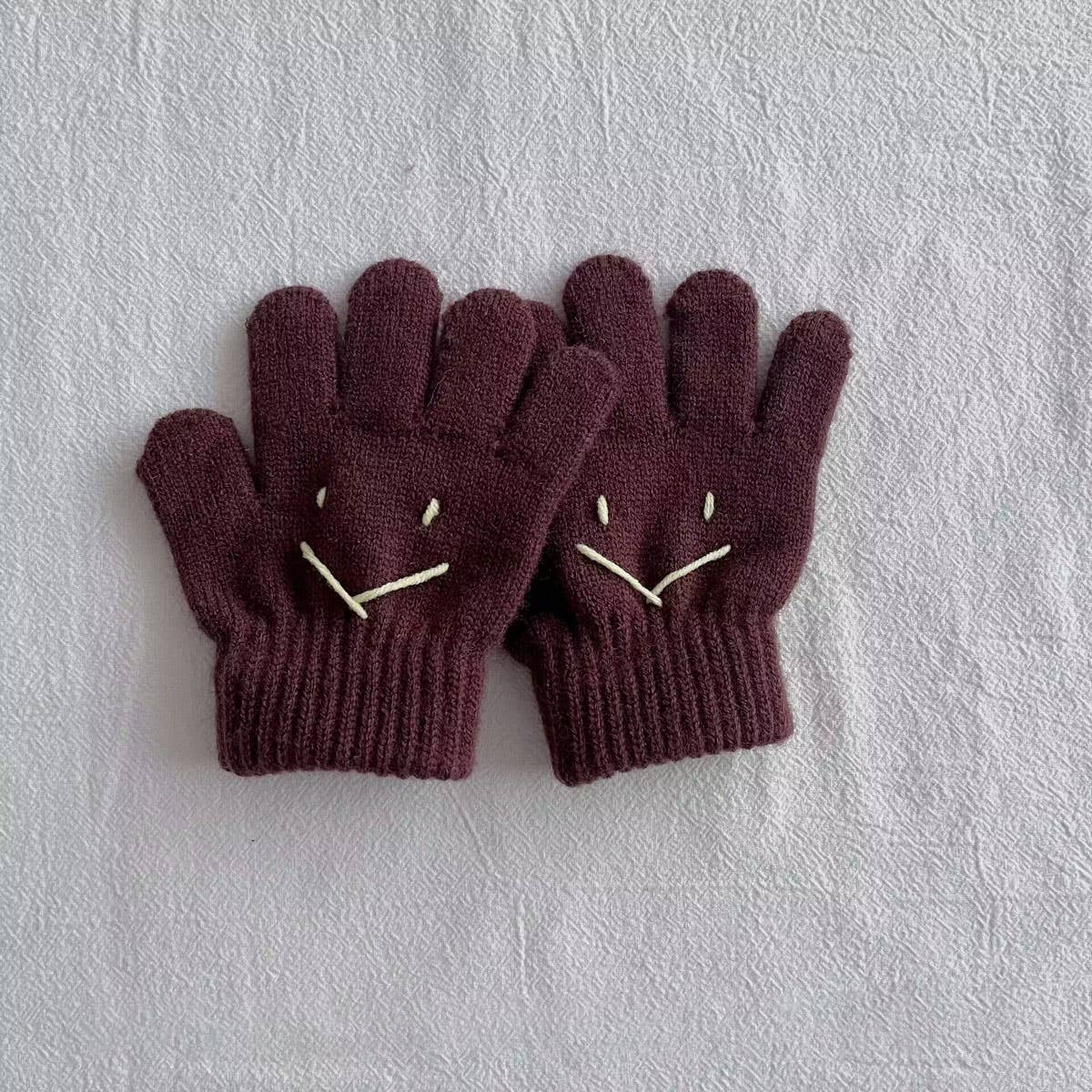 WINTER CUTE SMILEY FACE CHILDREN'S KNITTED GLOVES_CWAG0497