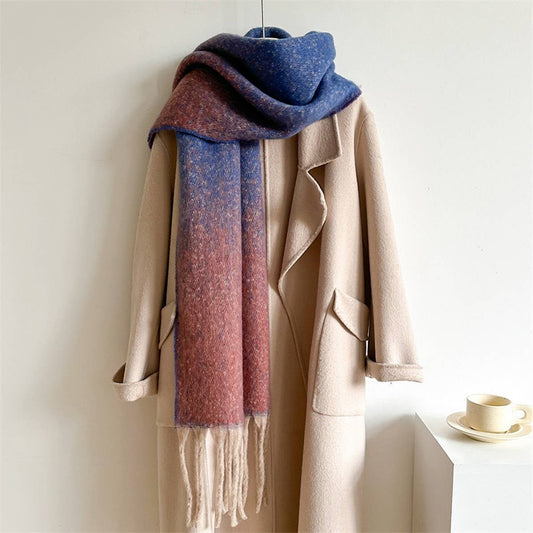 Thick Ombre Scarf Cashmere Touch Winter Shawl