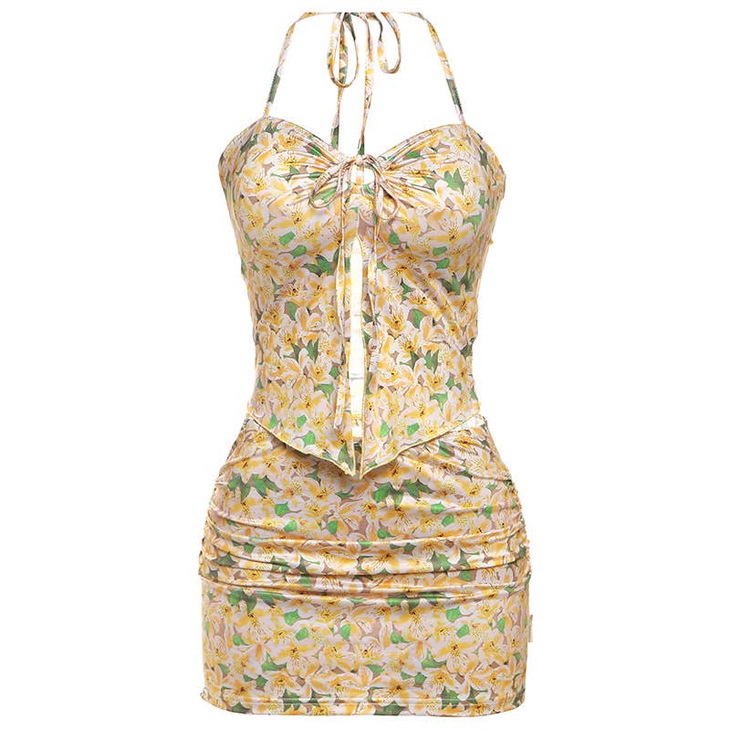 Sexy Halter Crop Top and Bodycon Skirt Set