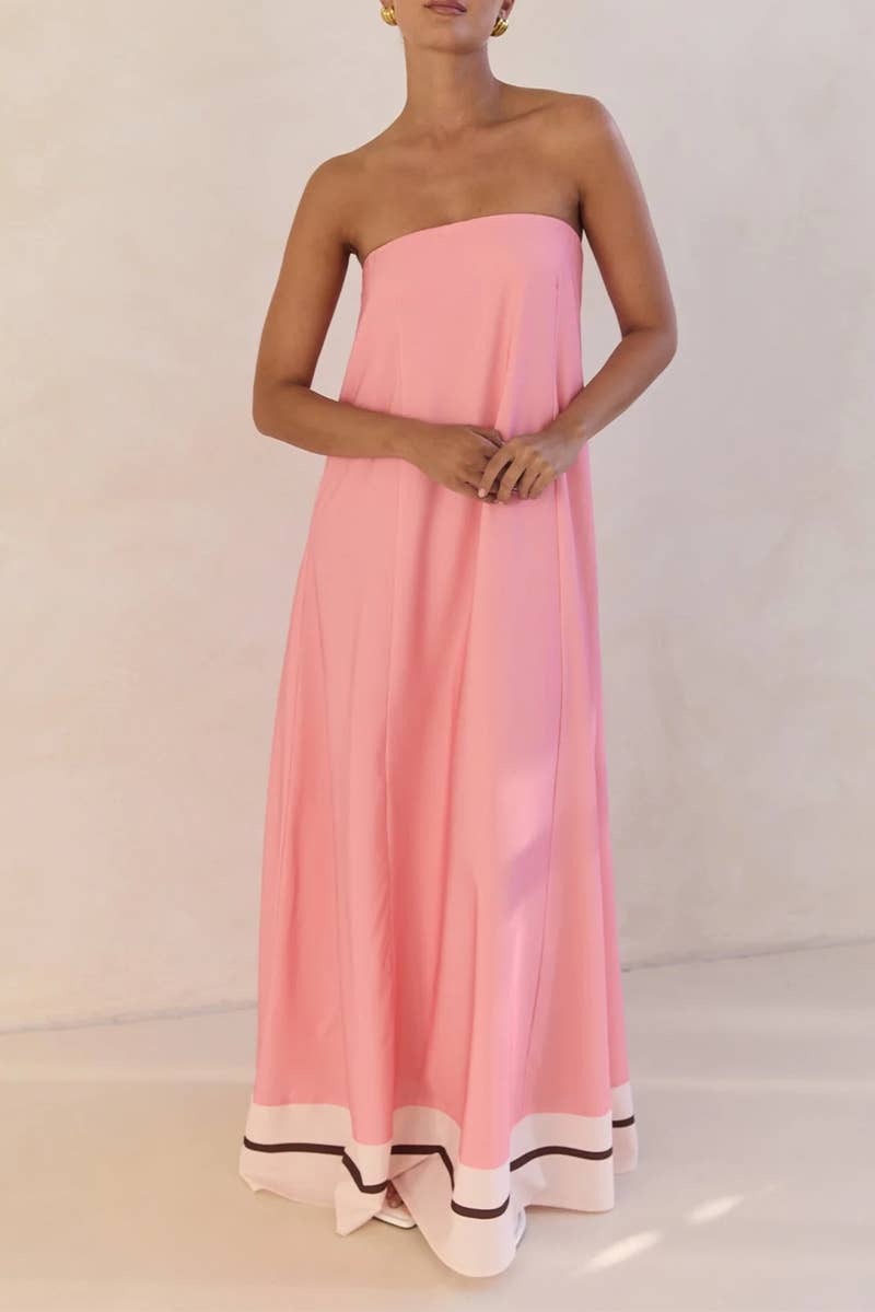 CWDMD5504_SUMMER SEXY STRAPLESS OFF-SHOULDER PRINTED DRESS