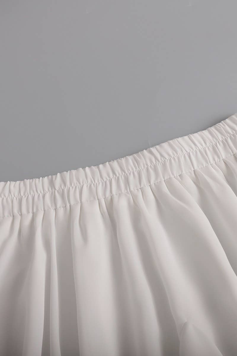 CWBSS0445_PATCHWORK RUFFLE PLEATED MINI SKIRT