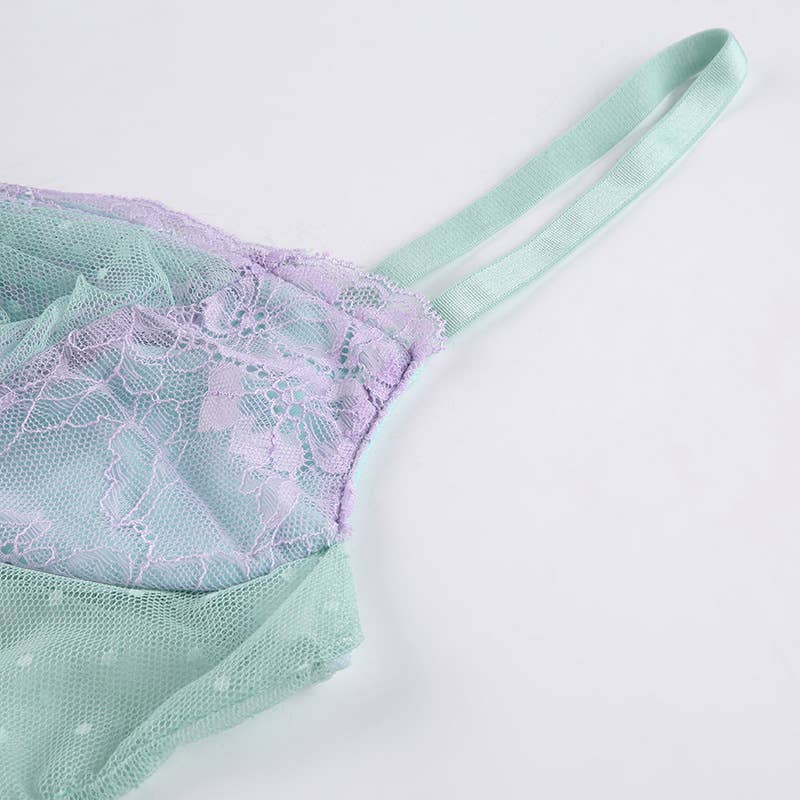 Lace mesh transparent design strappy top