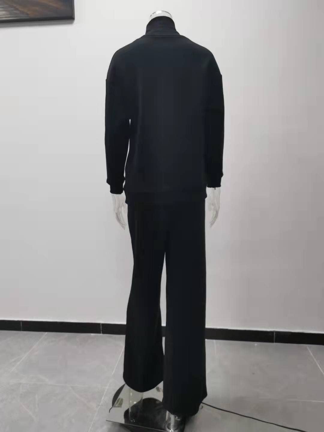 KNIT LACE-UP FASHION CASUAL TWO-PIECE SUIT