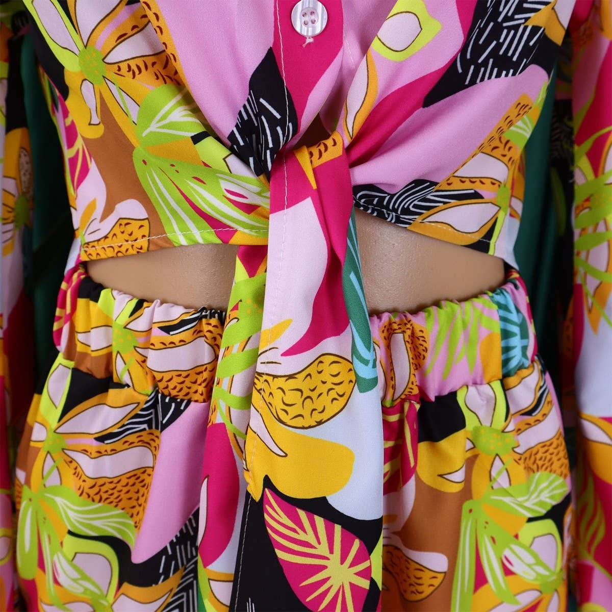 PRINTED TIE SHIRT WIDE-LEG PANTS TWO-PIECE SET_CWSTB1139