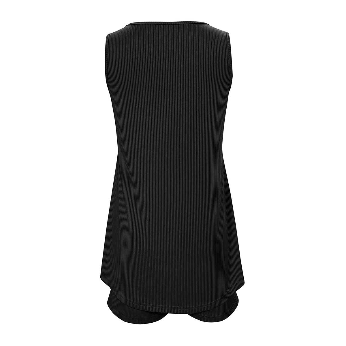 Loose solid-color half-breasted top shorts set