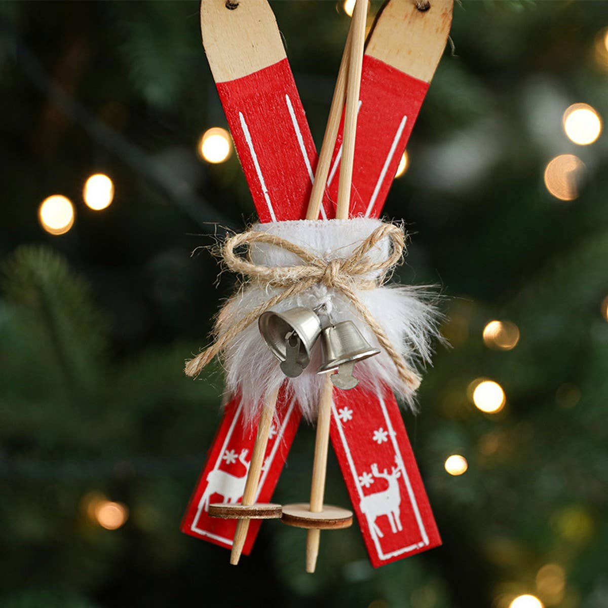 Wooden Red Sled Christmas Tree Hanging Decoration_CWMM9792