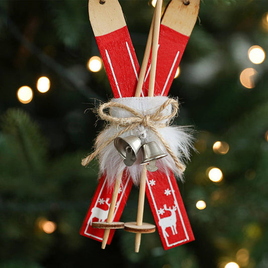 Wooden Red Sled Christmas Tree Hanging Decoration_CWMM9792