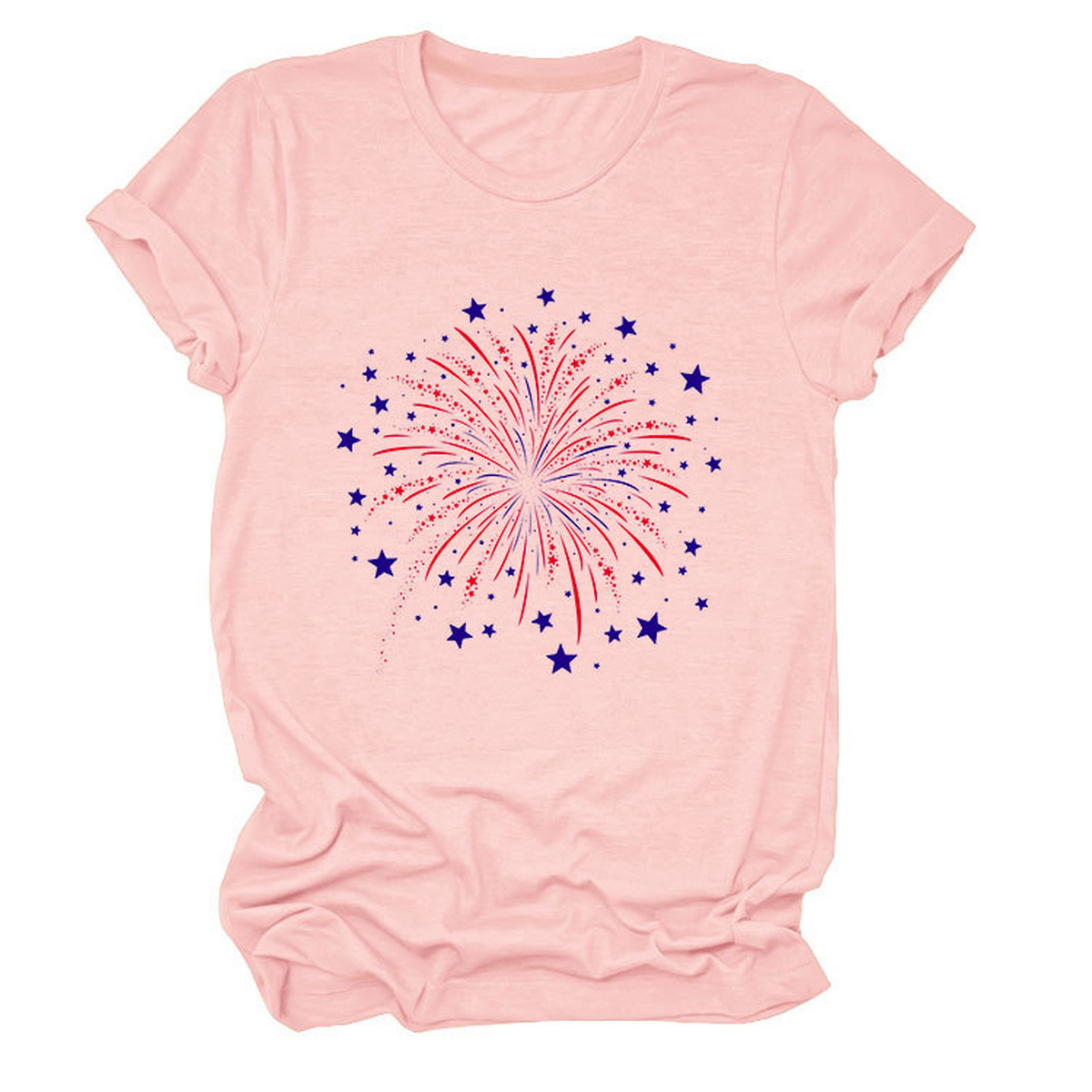 Trendy Loose Star Fireworks Graphic Tee for Women