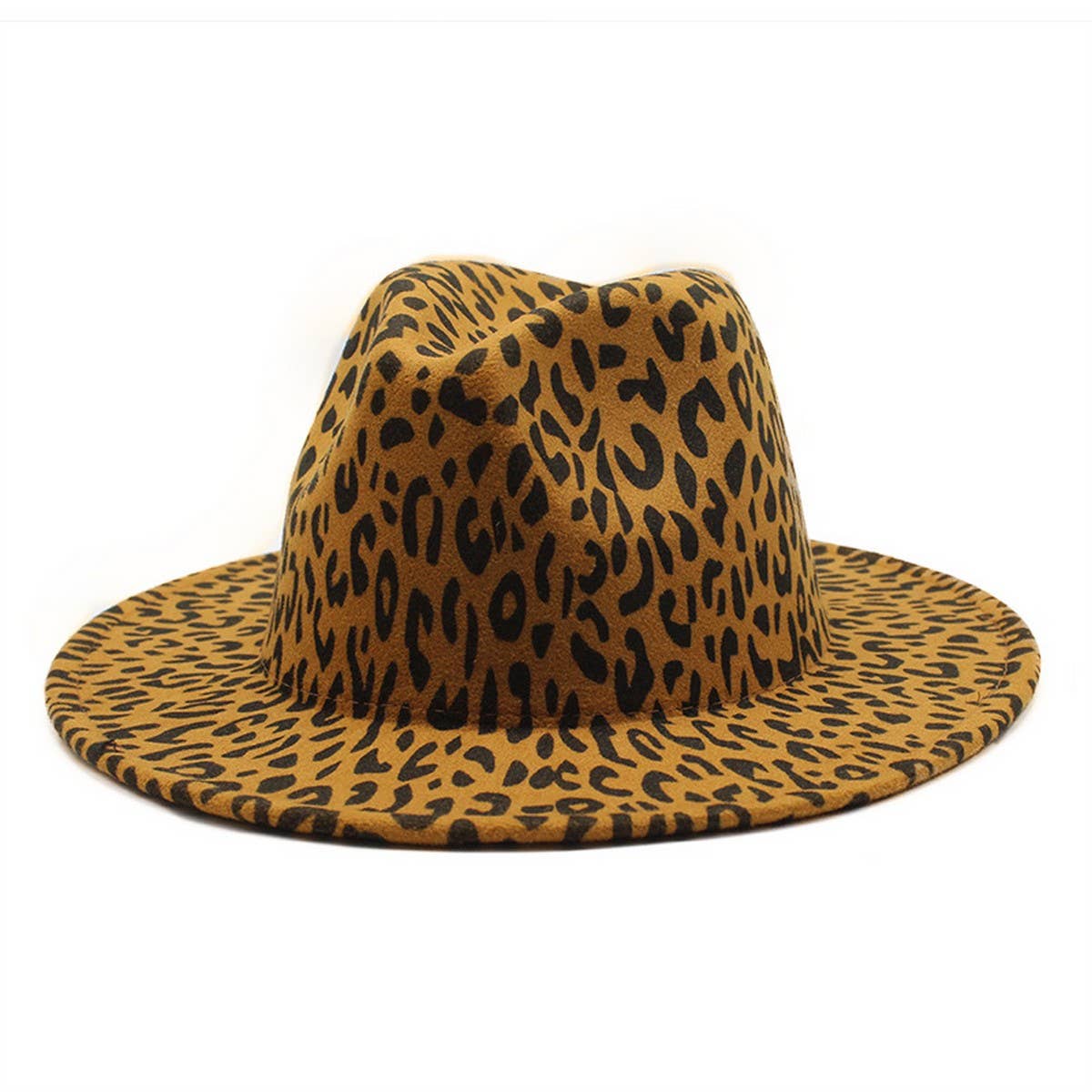 FEDORA HAT LEOPARD PRINT HAT JAZZ WIDE BRIM HAT_CWAH2545