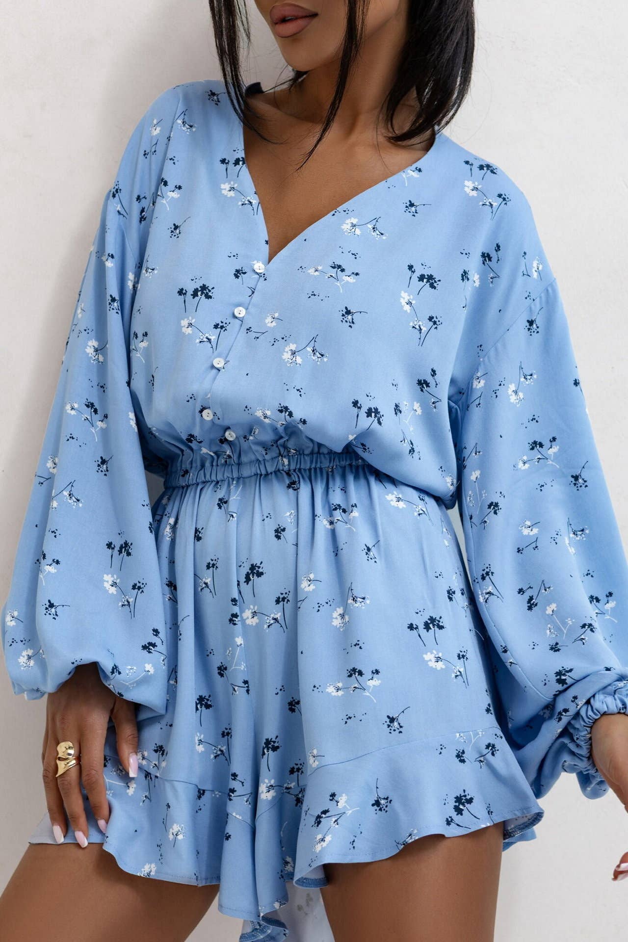 Fashionable printed long-sleeved one-piece shorts