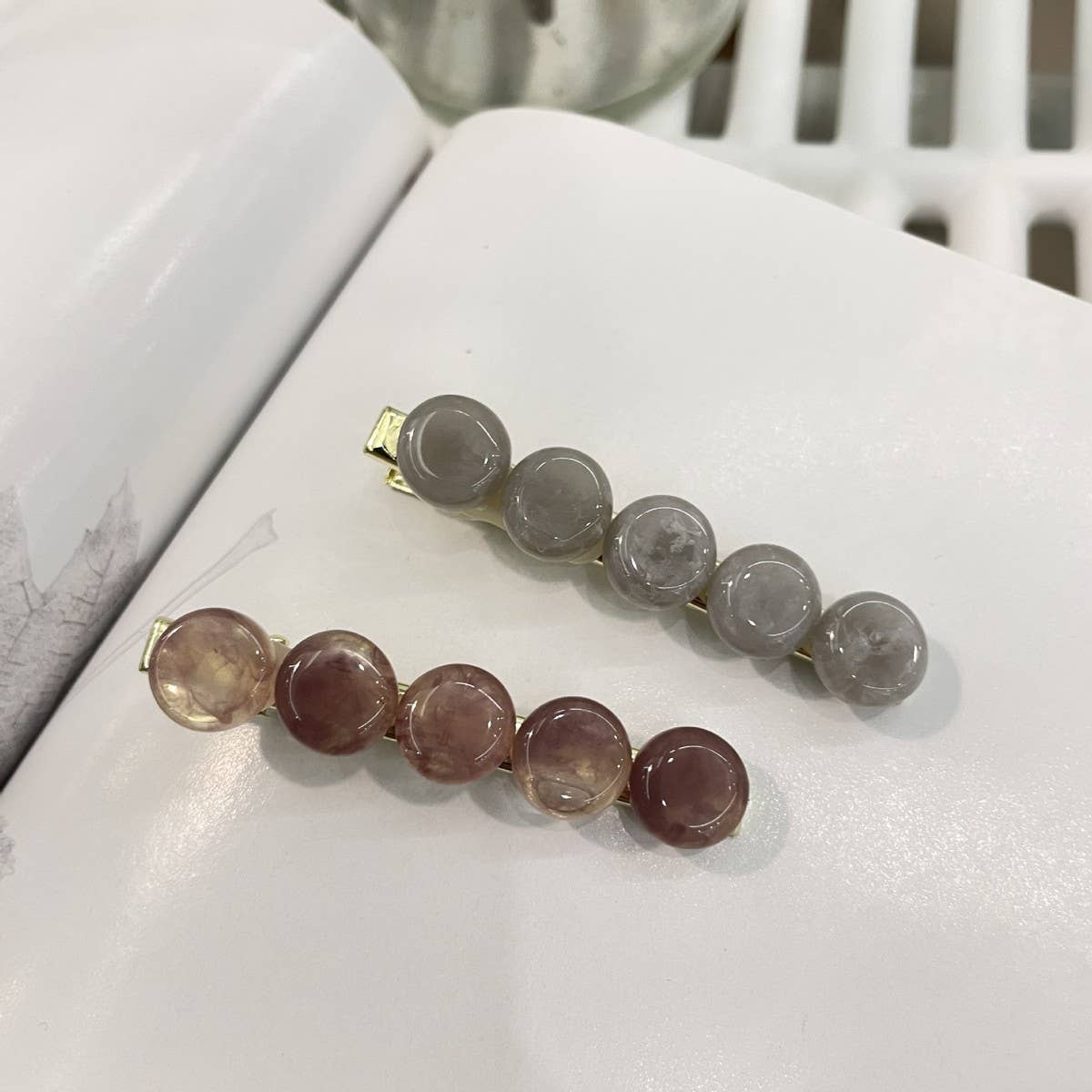 CWAHA1547_RETRO IRREGULAR BEAN SIDE HAIR CLIPS,2 PACK SET