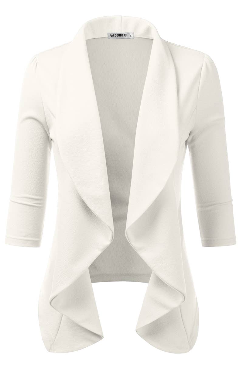 CWOBL089_Casual Work 3/4 Sleeve Open Front Blazer