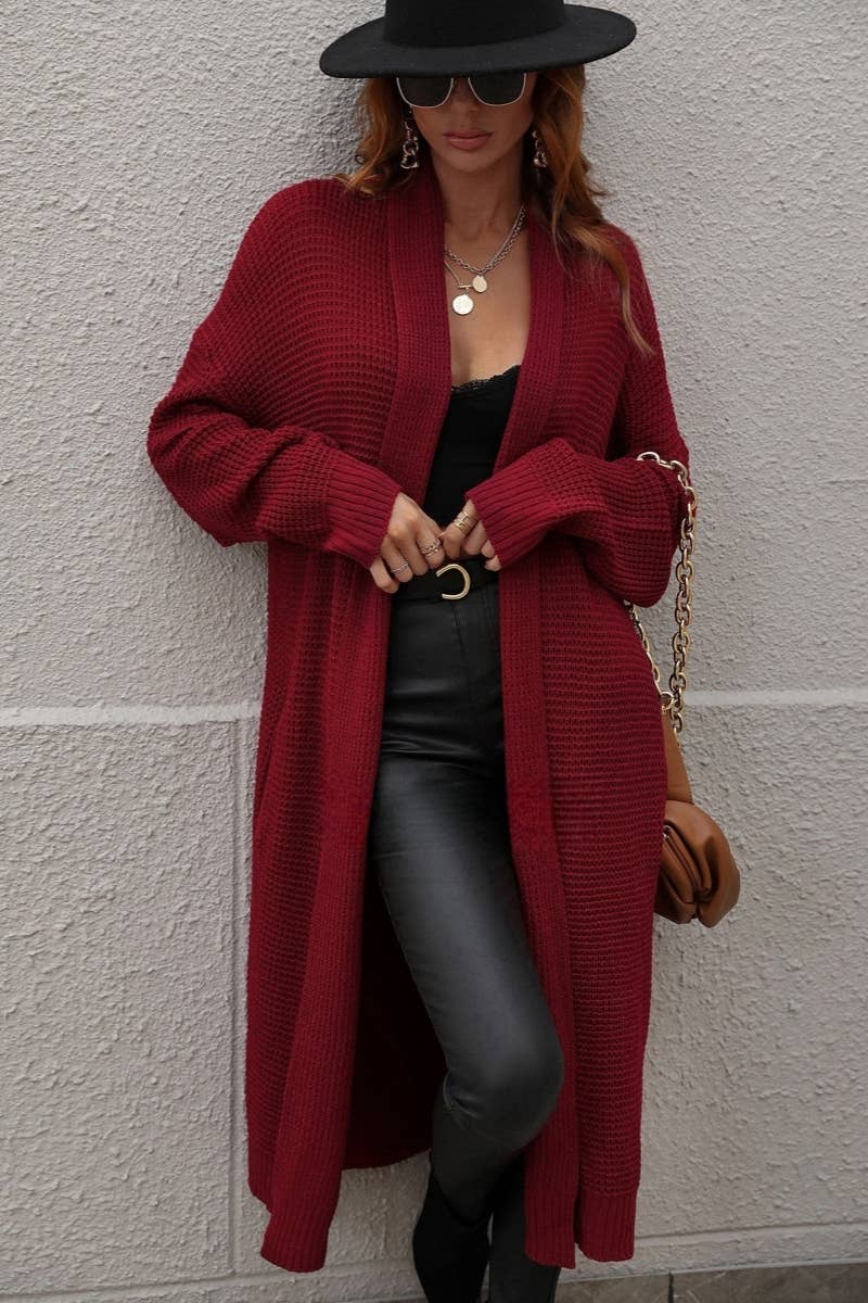CWOCAL373 Casual Open Front Long Cardigan Sweater